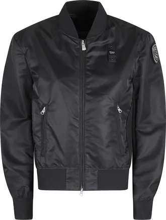 Blauer Black Laurie Ribbed Elastic Trim Polyamide Bomber Jacket