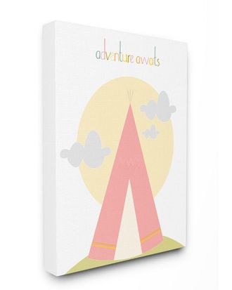 Stupell Industries Adventure Awaits Tee Pee In Pink By Karen Zukowski (Finny And Zook) Canvas Art