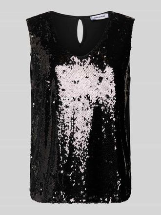 More & More More & More Trägertop mit V-Ausschnitt und Pailletten in Black, Größe 34