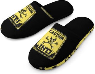 Generic Caution INTJ Warning Sign Mens House Slippers Slip Indoor Slipper On Shoes Warm Outdoor