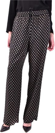 Michael Kors Polka Dot Lace-Up Broeken - Dames - Wijde Broeken - Zwart - M - Polyester - Broeken