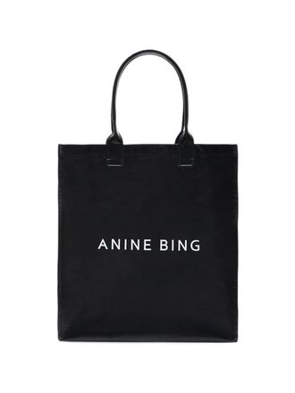 Anine Bing Leonie Coated Canvas Tote - Black