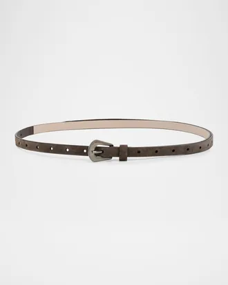 Brunello Cucinelli Suede Carved Leather Belt