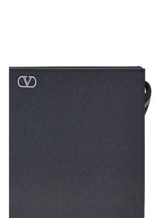 Valentino Garavani Mens Umbrella Pouch Soft-Grain Leather Black Umbrellas Accessory