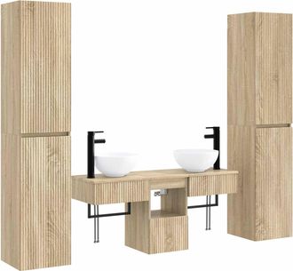 vidaXL Juego De Muebles De Ba&ntilde;o 5 Uds. Roble Sonoma 33 X 34,5 X 160 Cm Vidaxl