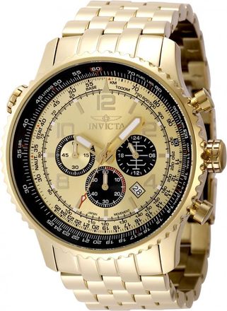 Invicta Aviator Chronograph GMT Quartz Gold Dial Mens Watch 49081