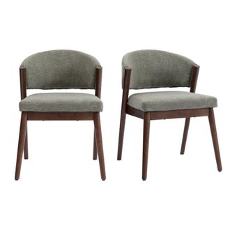 Moloo Silla de madera nogal y tela salvia de moda (x2)