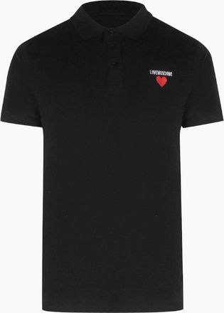 Love Moschino Mens Love Moschino Heart Logo Black Polo Shirt - Size: 42