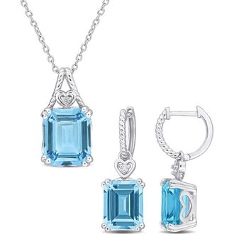 Delmar Sky Blue Topaz & White Topaz Heart Necklace & Earrings Set at Nordstrom Rack