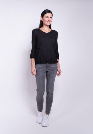 Seidel Moden 3/4-Arm-Shirt SEIDEL MODEN, Damen, Gr. 46, schwarz, Obermaterial: 95% Viskose, 5% Elasthan, unifarben, normal h&uuml;ftlang, V-Ausschnitt, eingesetzt elast