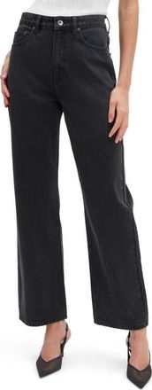 Bardot Cindy High Waist Wide Leg Jeans in Washed Black at Nordstrom, Size 34