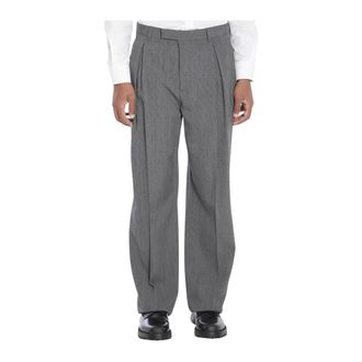 Dior Loose-fit pantalon met plooien - Heren - Broeken - Grijs - Maat: M Wol