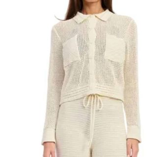 En Saison Faye Embroidered Top In Natural
