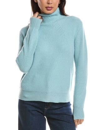 Fort&eacute; Cashmere Fashioned Rib Funnel Neck Cashmere Sweater