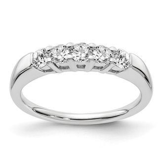 Diamond2Deal 14k White Gold 1/2 Ct Lab Grown Diamond Five Stone Fashion Band Ring