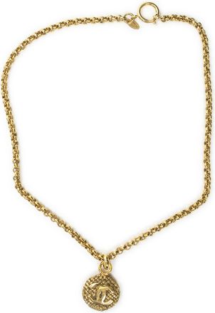 Chanel Pre-owned Womens CC Quilted Round Pendant ChainNecklace Necklace - Gold - One Size
