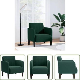 vidaXL Poltrona in velluto - Divano Sedia con Braccioli Verde Scuro 54 cm in Velluto