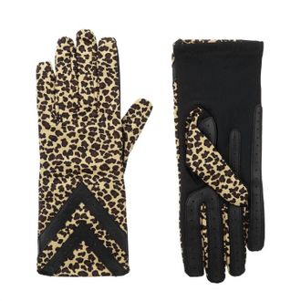 Isotoner WomenS Smartdri Chevron Stretch Touchscreen Gloves In Leopard Print
