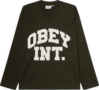 Obey Football Jersey Longsleeve Tee Rosin - Heren - Longsleeves - Groen - M - Katoen - Tops
