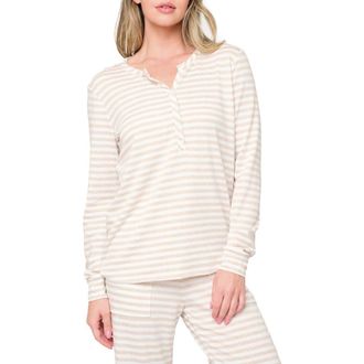 Gibsonlook Serene Mornings Henley Top in Sand Stripe at Nordstrom Rack, Size Xx-Small