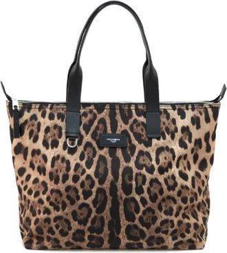 Dolce & Gabbana Leopard Print Tote Bag - Heren - Shoppers - Bruin - ONE Size - Tassen