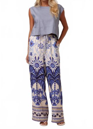 Shore Leave Beaded Beach Wide Leg Pants In Blue Mirage