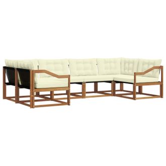 vidaXL Conjunto De Sof&aacute;s De Exterior Con Coj&iacute;n 6 Pcs Natural Y Crema Vidaxl