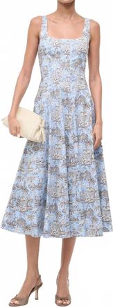 Staud Wells Corset-Style Panel Dress In Sky Toile