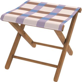 Vent de Boh&egrave;me Taburete plegable de haya y tela de cuadros lila