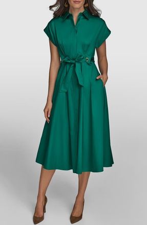 DKNY Cotton Midi Shirtdress in Lawn at Nordstrom, Size 10