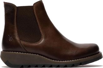 FLY London SALV195 - Womens Wedge Heel Leather Chelsea Ankle Boots