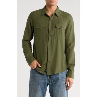 Lucky Brand Herringbone Crossdye Western Long Sleeve Button-Up Shirt in Rifle Green at Nordstrom Rack, Size Xx-Large