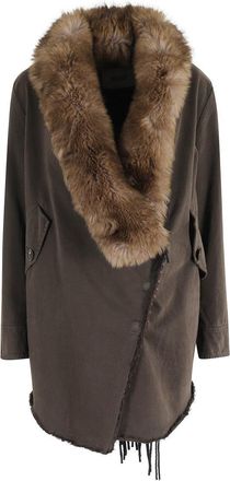 Bazar Deluxe Chocolate Wool Blend Jacket With Detachable Fur-Trimmed Neckline