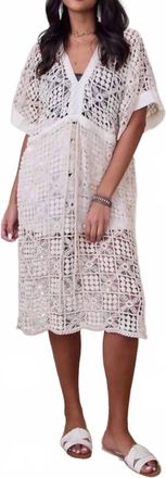 Saachi V-Neck Tie-Front Crochet Cover Up In White