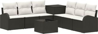 vidaXL Juego De Sof&aacute; 8 Uds. Negro Y Blanco Crema Vidaxl