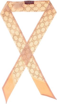 Gucci Gg Logo Printed Silk Neck Bow