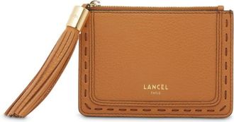 Lancel logo-stamp leather cardholder - women - Leather/Cotton - One Size - Brown