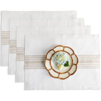 Solino Home Linen Placemats - Farmhouse, 14 x 19 in Natural And White at Nordstrom, Size Medium