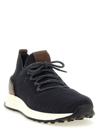 Tod's Technical Knit with Calf Leather Sneaker - Black