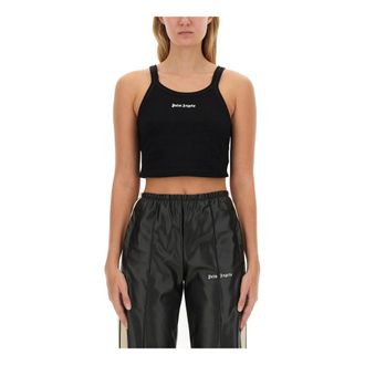 Palm Angels Sleeveless Tops, female, Black, Size: XS Classic Logo Tank Top
