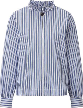 Rich & Royal Katoenen gestreepte blouse met ruches - Dames - Blouses - Blauw - S - Katoen - Overhemden