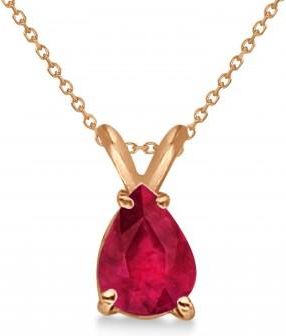 Allurez Pear Cut Ruby Solitaire Pendant Necklace 14K Rose Gold (0.75ct)