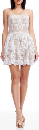 Dress The Population Sasha Strapless Cocktail Minidress in White-Nude at Nordstrom, Size Xx-Large
