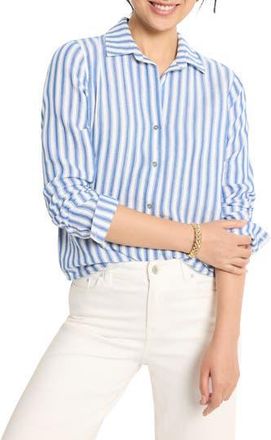 Nic+Zoe Stripe Double Gauze Button-Up Shirt in Blue Multi at Nordstrom Rack, Size Xx-Large