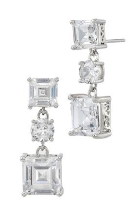 Savvy Cie Jewels STERLING SILVER.925 WHITE AND BLUE CZ DROP EARRINGS