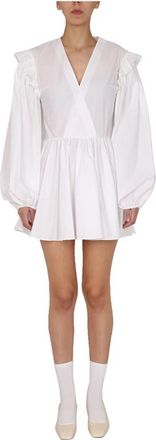 Patou Volume Sleeve Dress - Dames - Korte kleedjes - Wit - XS - Katoen - Kleedjes