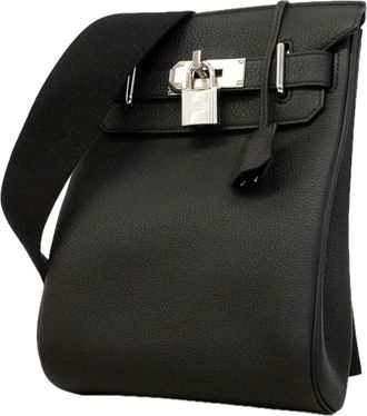 Herm&egrave;s Black Togo Leather Shoulder Bag (Pre-Owned)
