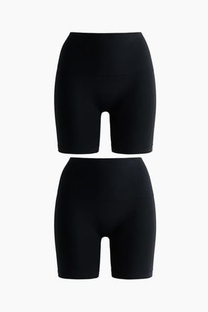 H&M 2-pack Seamless Medium Shape Bikers in Black at Nordstrom, Size X-Small