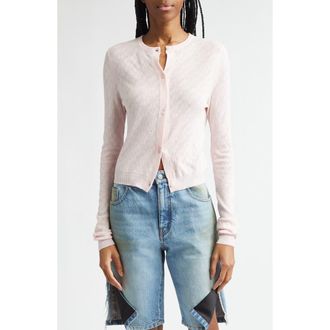 Area Girly Crystal Rib Cotton Cardigan in Pastel Pink at Nordstrom, Size X-Small