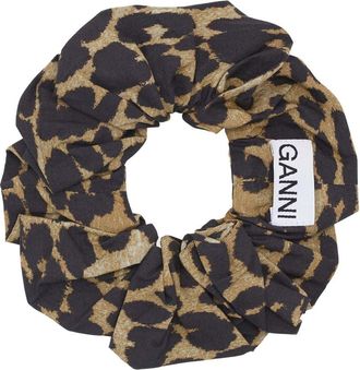 Ganni Leopard Print Cotton Scrunchie at Nordstrom